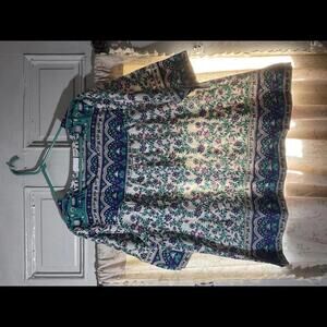 The Vermont Country Store Floral Boho Blouse with Elephants Size XL